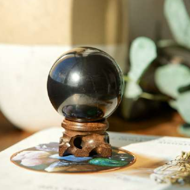 Shungite Sphere on wooden stand
