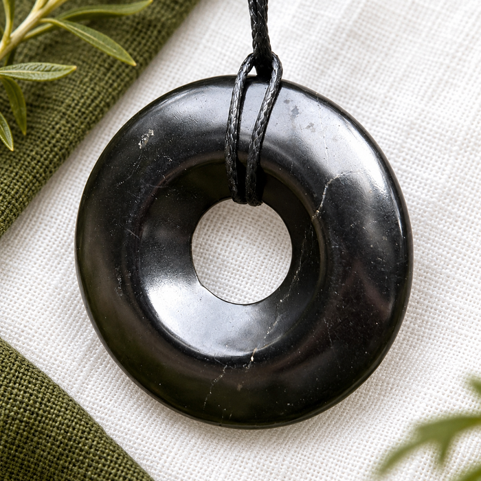 Shungite Torus Pendant Necklace — Large, 45 mm
